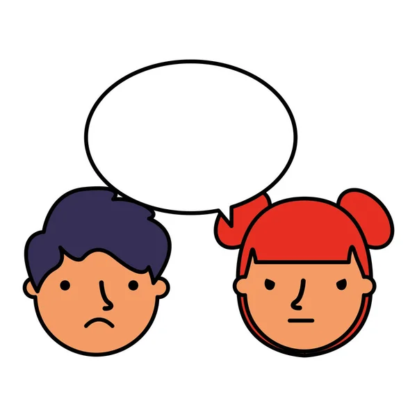 Αγόρι και κορίτσι φούσκα ομιλία θλιβερό συναίσθημα — Διανυσματικό Αρχείο