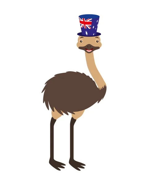 Emu avec chapeau drapeau australien célébration — Image vectorielle