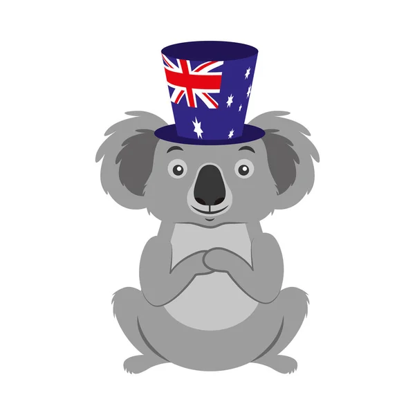 Koala met hoed Australische viering — Stockvector