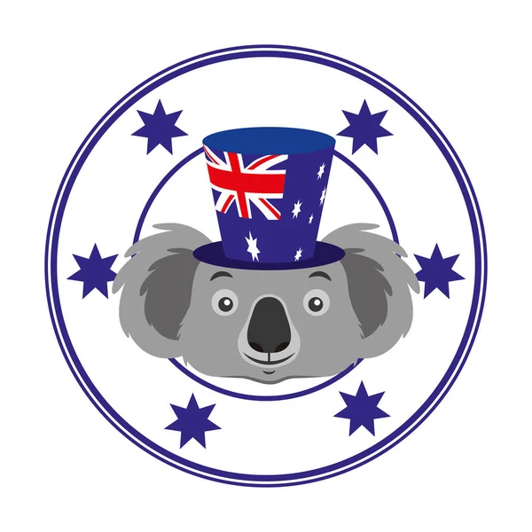 Koala klobouk australský vlajka znak — Stockový vektor