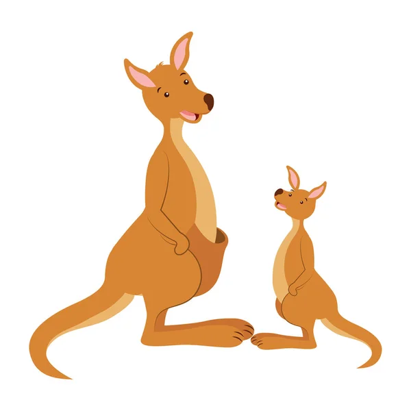 Kangarro en baby Australische fauna — Stockvector