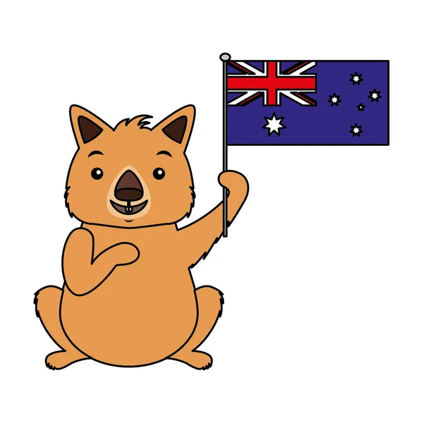 Wombat mit Hut australische Flaggenfeier — Stockvektor