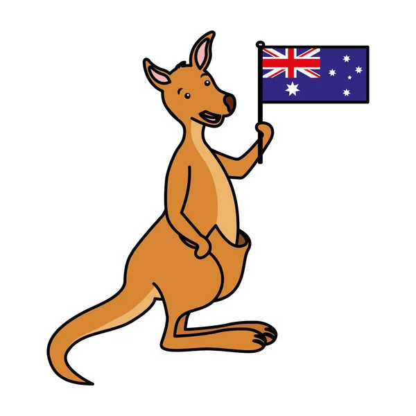 Canguro con sombrero celebración de la bandera australiana — Archivo Imágenes Vectoriales