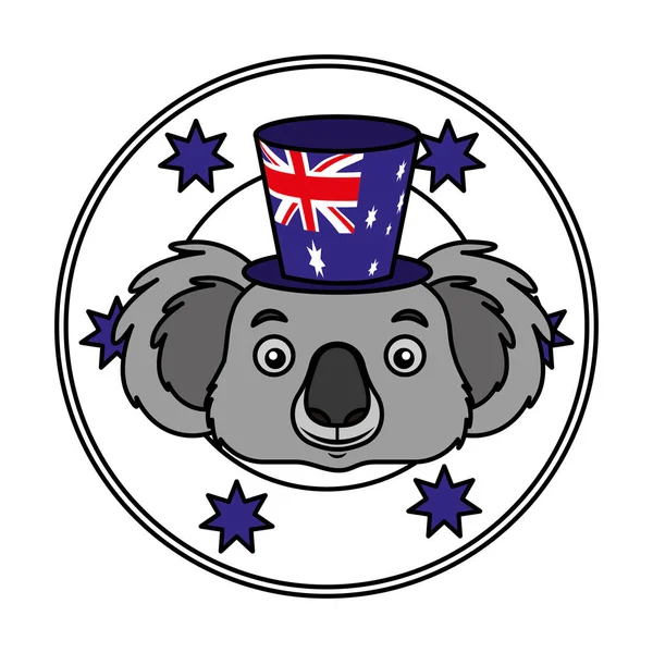 Koala hoed Australische vlag embleem — Stockvector