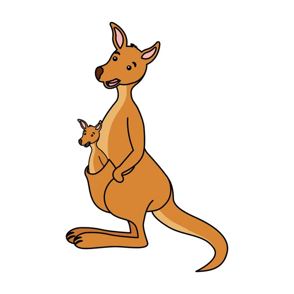 Kangarro och baby australian wildlife — Stock vektor