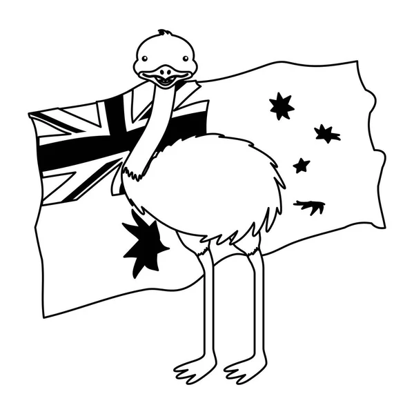 Emu avec chapeau drapeau australien célébration — Image vectorielle