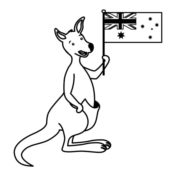 Kangourou avec chapeau drapeau australien célébration — Image vectorielle