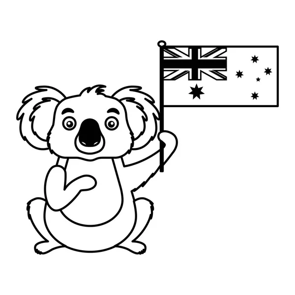 Koala met hoed Australische vlag viering — Stockvector