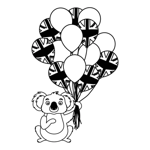 Koala şapka ve balon Avustralya bayrağı ile