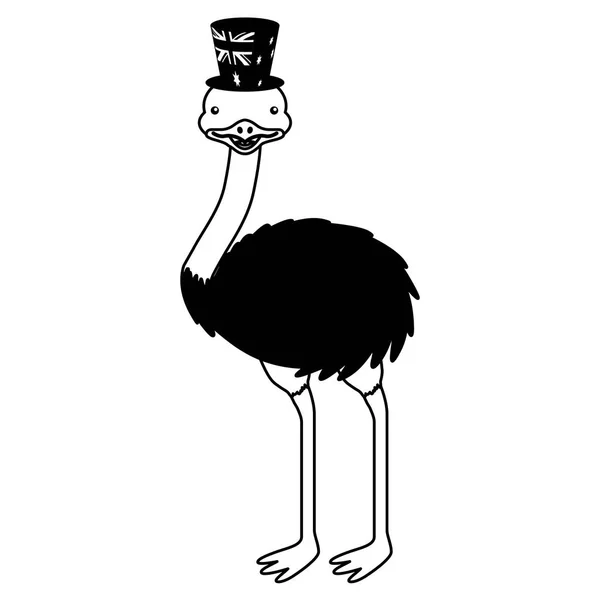 Emu avec chapeau drapeau australien célébration — Image vectorielle