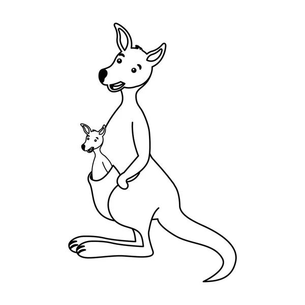 Kangarro と赤ちゃんのオーストラリアの野生動物 — ストックベクタ