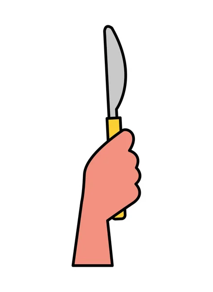 Cuchillo de mano sobre fondo blanco — Vector de stock