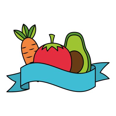 Avokado domates havuç sağlıklı gıda şerit