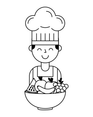 Şef çocuk ve meyve sağlıklı gıda