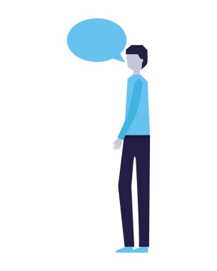 adam konuşma balonu konuşmak beyaz arka plan