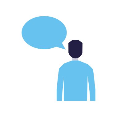 adam konuşma balonu konuşmak beyaz arka plan