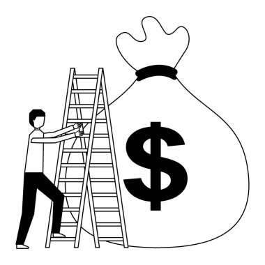 merdiven ve para çantası tırmanma işadamı