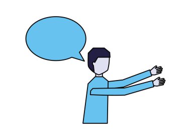 adam konuşma balonu konuşmak beyaz arka plan