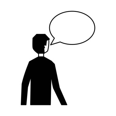 adam konuşma balonu konuşmak beyaz arka plan