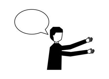 adam konuşma balonu konuşmak beyaz arka plan