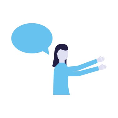 kadın konuşma balonu konuşmak beyaz arka plan