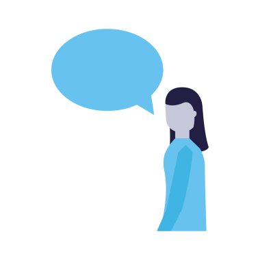 kadın konuşma balonu konuşmak beyaz arka plan vektör çizim