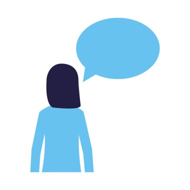 kadın konuşma balonu konuşmak beyaz arka plan