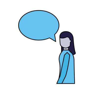 kadın konuşma balonu konuşmak beyaz arka plan