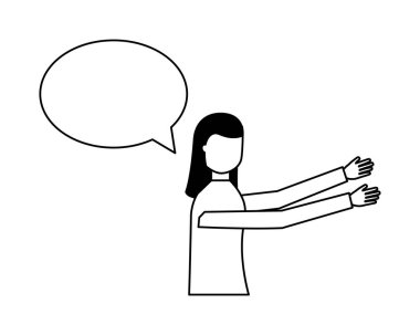 kadın konuşma balonu konuşmak beyaz arka plan