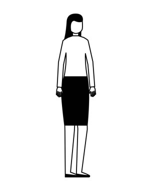 Beyaz arka plan üzerinde kadın karakter