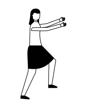 Beyaz arka plan üzerinde kadın karakter