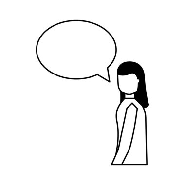 kadın konuşma balonu konuşmak beyaz arka plan