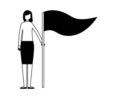 iş kadını bayrak ile