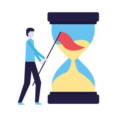 işadamı bayrak ve kum saati süresi ile