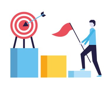 işadamı bayrak ile tırmanmaya grafiği hedef