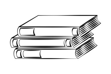 yığın kitap doodle beyaz arka plan üzerinde