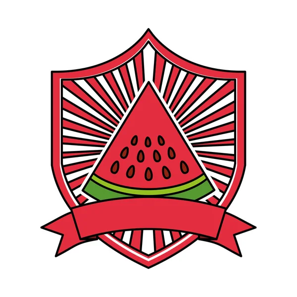 Wassermelone frisches gesundes Lebensmittel Emblem — Stockvektor