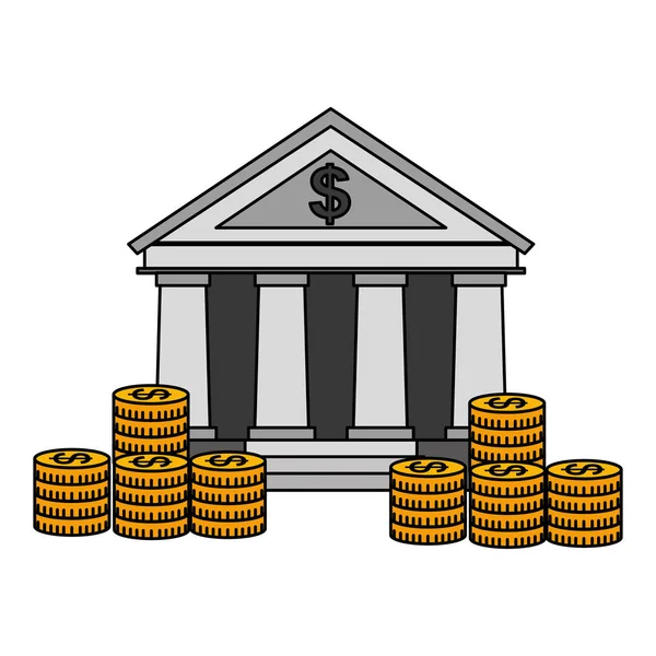 Business bank stacked coins money — Stock Vector