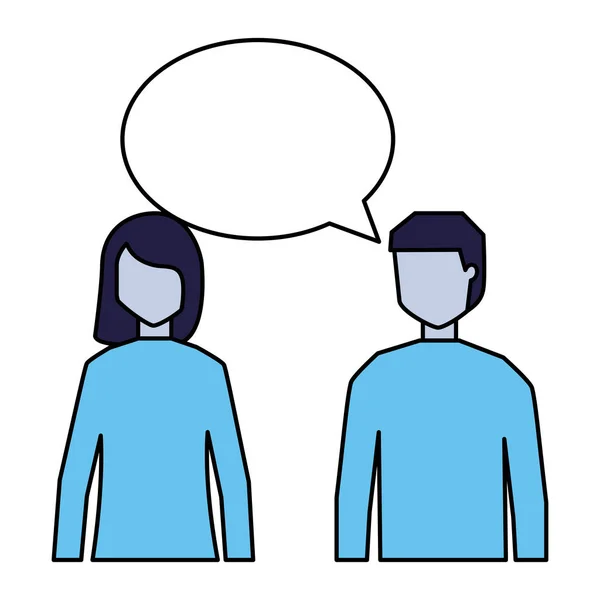 Homme et femme parler bulle de discours — Image vectorielle
