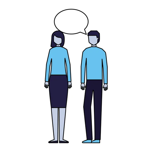 Homme et femme parler bulle de discours — Image vectorielle