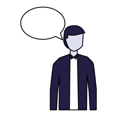 adam konuşma balonu konuşmak beyaz arka plan