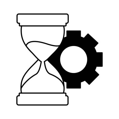 arka plan beyaz iş kum saati ve dişli