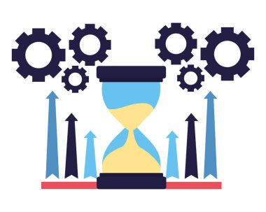 iş kum saati grafik oklar ve dişliler