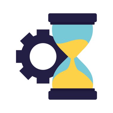 arka plan beyaz iş kum saati ve dişli