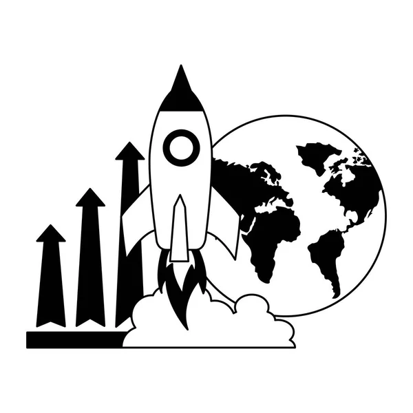 Бизнес-мир ракеты и стрелы роста — стоковый вектор