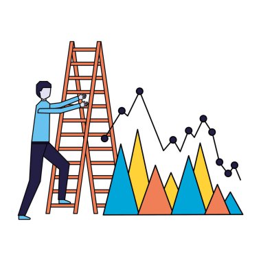 iş adamı tırmanmak merdiven grafik raporu