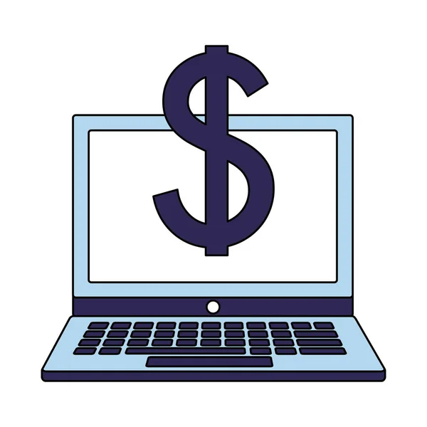 Zakelijke laptop dollar geldsymbool — Stockvector