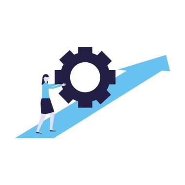 iş kadını Dişli ve ok büyüme ile