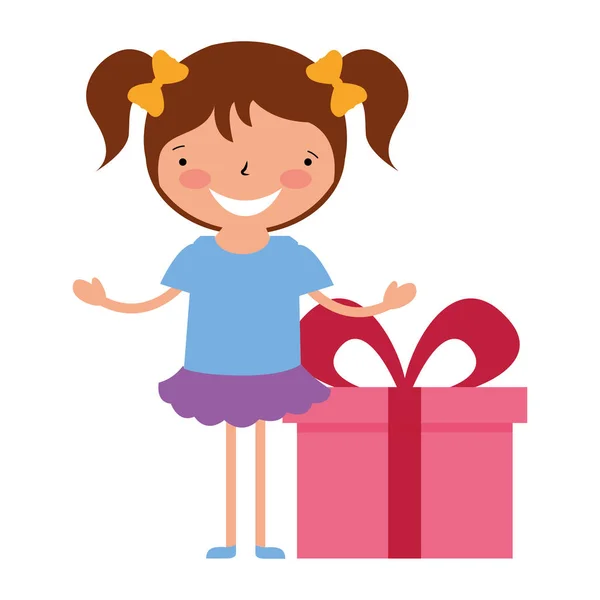 Щаслива дівчина з подарунковою коробкою — стоковий вектор