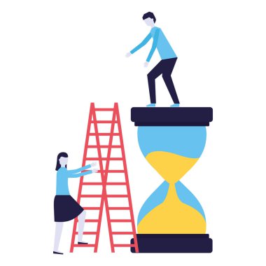 işadamı ve kadın ile saat ve merdiven